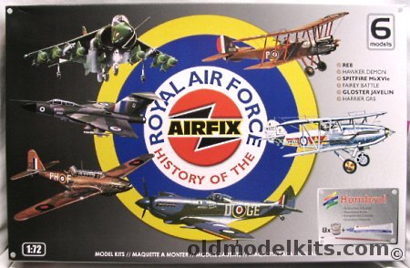 Airfix 1/72 History of the Royal Air Force Harrier/Javelin/Battle/Spitfire/Demon/RE-8, 08673 plastic model kit
